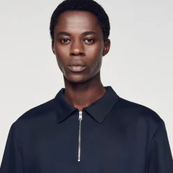 Chemises*SANDRO Chemise à Col Zippé Marine