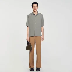 Chemises*SANDRO Chemise à Manches Courtes Gris Clair