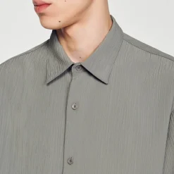 Chemises*SANDRO Chemise à Manches Courtes Gris Clair