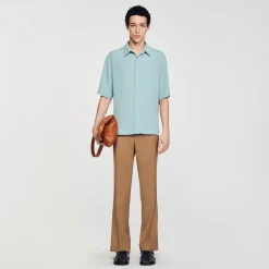 Chemises*SANDRO Chemise à Manches Courtes Bleu Clair
