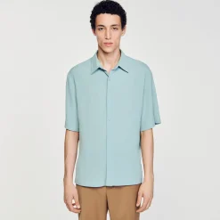Chemises*SANDRO Chemise à Manches Courtes Bleu Clair