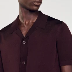 Pulls & Gilets|Chemises*SANDRO Chemise à Manches Courtes Marron Foncé