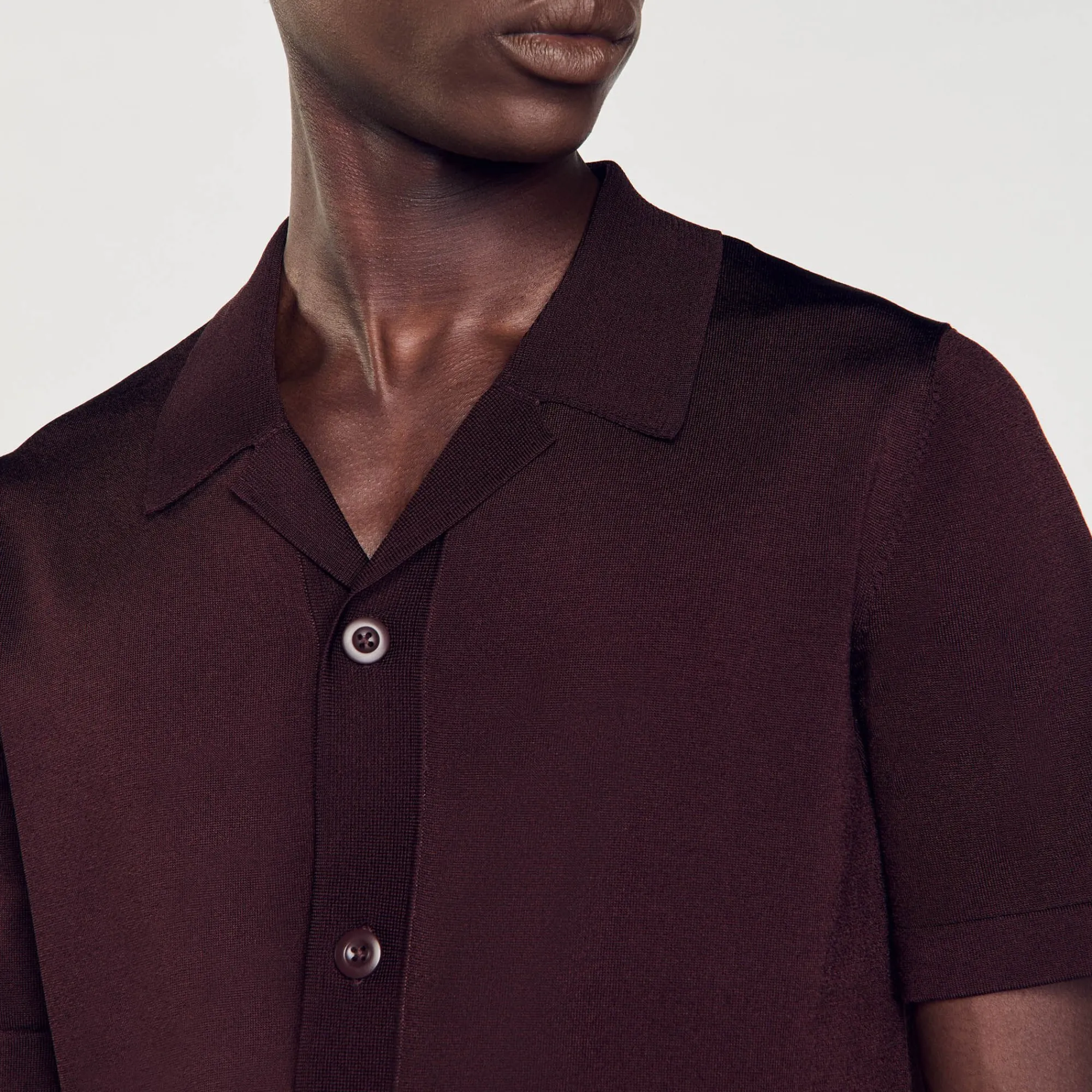 Pulls & Gilets|Chemises*SANDRO Chemise à Manches Courtes Marron Foncé