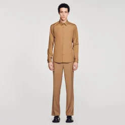 Chemises*SANDRO Chemise à Manches Longues Camel