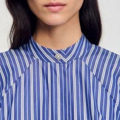 Tops & Chemises*SANDRO Chemise à Rayures Bleu / Blanc