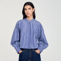 Tops & Chemises*SANDRO Chemise à Rayures Bleu / Blanc