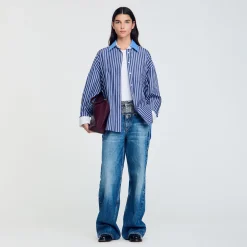 Tops & Chemises*SANDRO Chemise à Rayures Marine / Blanc
