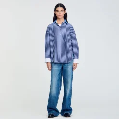 Tops & Chemises*SANDRO Chemise à Rayures Marine / Blanc