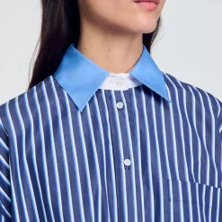 Tops & Chemises*SANDRO Chemise à Rayures Marine / Blanc