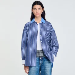 Tops & Chemises*SANDRO Chemise à Rayures Marine / Blanc
