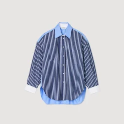 Tops & Chemises*SANDRO Chemise à Rayures Marine / Blanc