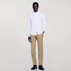 Chemises*SANDRO Chemise Ajustée En Coton Stretch blanc