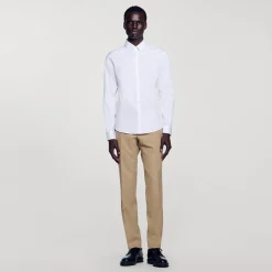 Chemises*SANDRO Chemise Ajustée En Coton Stretch blanc