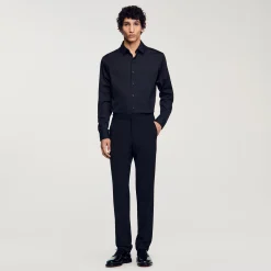 Chemises*SANDRO Chemise Ajustée En Coton Stretch Noir