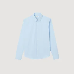 Chemises*SANDRO Chemise Ajustée En Coton Stretch Bleu Ciel