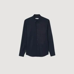 Chemises*SANDRO Chemise Ajustée En Coton Stretch Marine