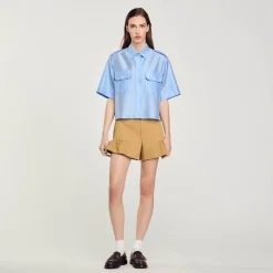 Tops & Chemises*SANDRO Chemise Bimatières Bleu Ciel