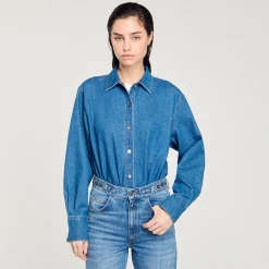 Tops & Chemises*SANDRO Chemise Body En Jean Bleu jean