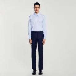 Chemises*SANDRO Chemise Coupe Classique En Coton Bleu Ciel