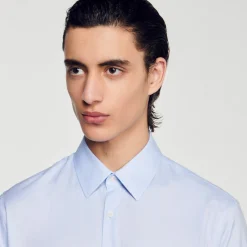 Chemises*SANDRO Chemise Coupe Classique En Coton Bleu Ciel