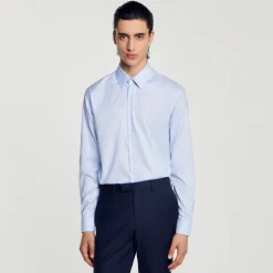 Chemises*SANDRO Chemise Coupe Classique En Coton Bleu Ciel