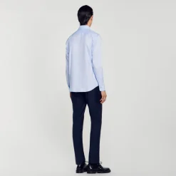 Chemises*SANDRO Chemise Coupe Classique En Coton Bleu Ciel