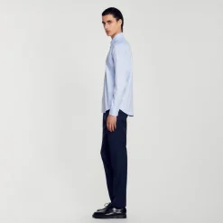 Chemises*SANDRO Chemise Coupe Classique En Coton Bleu Ciel