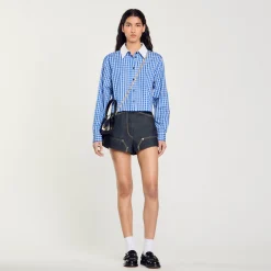Tops & Chemises*SANDRO Chemise Courte à Carreaux Bleu Roi