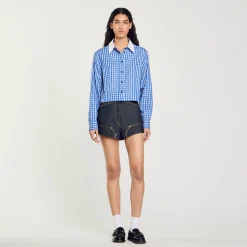 Tops & Chemises*SANDRO Chemise Courte à Carreaux Bleu Roi