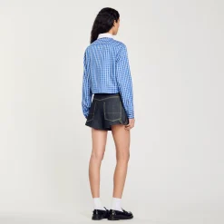 Tops & Chemises*SANDRO Chemise Courte à Carreaux Bleu Roi