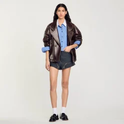Tops & Chemises*SANDRO Chemise Courte à Carreaux Bleu Roi