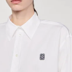 Tops & Chemises*SANDRO Chemise Courte En Popeline blanc