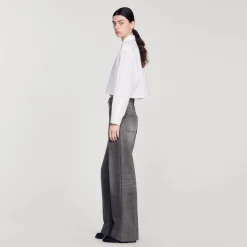 Tops & Chemises*SANDRO Chemise Courte En Popeline blanc