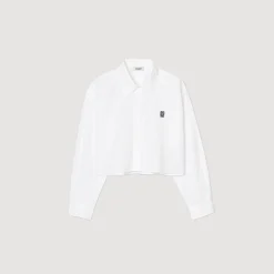 Tops & Chemises*SANDRO Chemise Courte En Popeline blanc