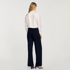 Tops & Chemises*SANDRO Chemise Courte En Soie Ecru