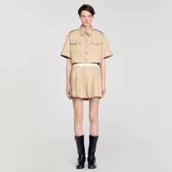 Tops & Chemises*SANDRO Chemise Courte Officier Beige