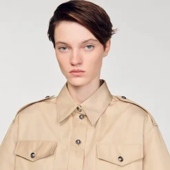 Tops & Chemises*SANDRO Chemise Courte Officier Beige