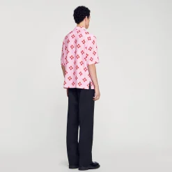 Chemises*SANDRO Chemise Cross Flower Manches Courtes Rose