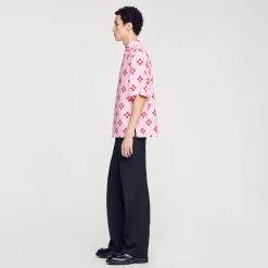 Chemises*SANDRO Chemise Cross Flower Manches Courtes Rose