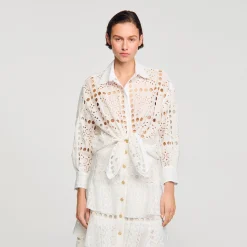 Tops & Chemises*SANDRO Chemise En Broderie Anglaise blanc