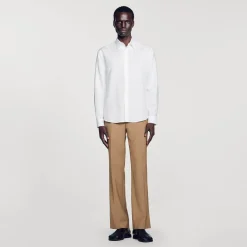 Chemises*SANDRO Chemise En Coton Et Lin blanc