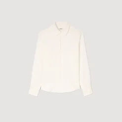 Chemises*SANDRO Chemise En Coton Et Lin blanc