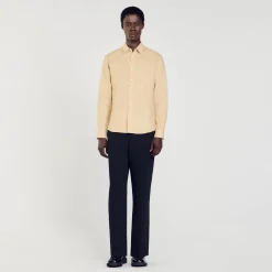 Chemises*SANDRO Chemise En Coton Et Lin Beige