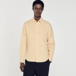 Chemises*SANDRO Chemise En Coton Et Lin Beige