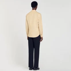 Chemises*SANDRO Chemise En Coton Et Lin Beige