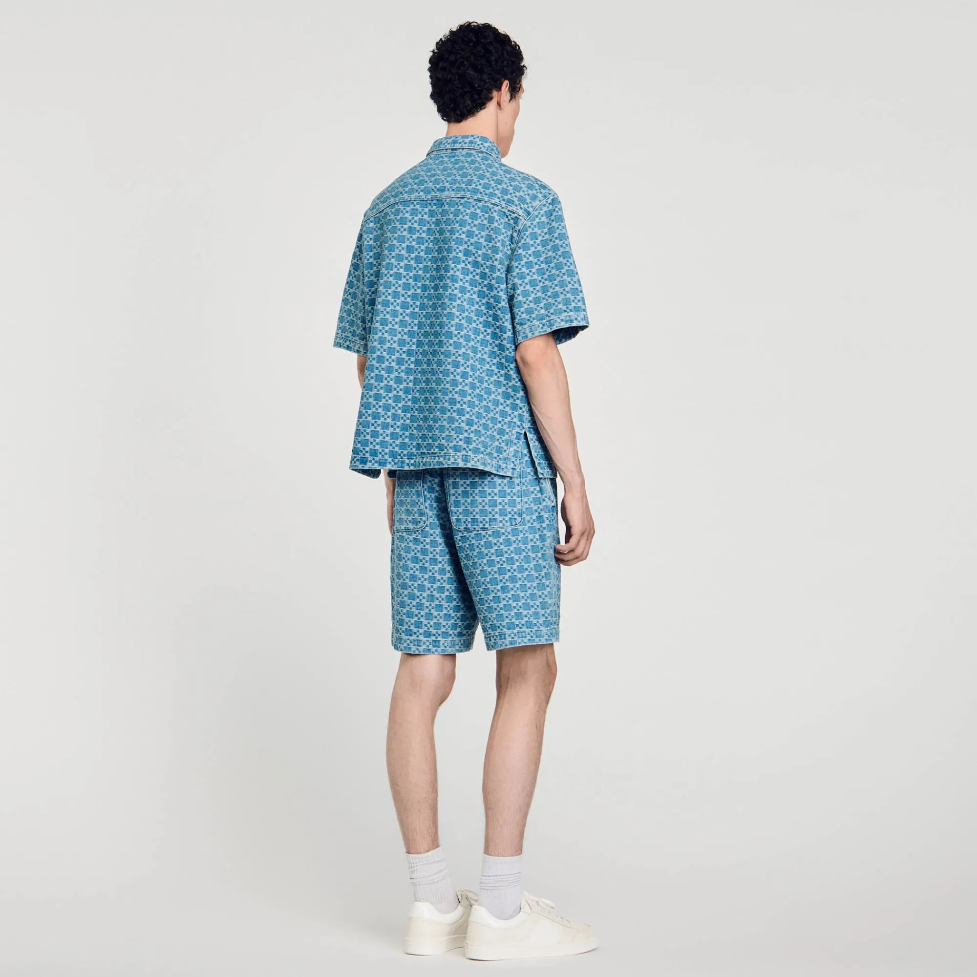 Chemises*SANDRO Chemise En Denim Square Cross Bleu Ciel