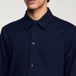 Chemises*SANDRO Chemise En Flanelle Marine