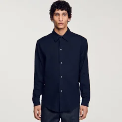 Chemises*SANDRO Chemise En Flanelle Marine
