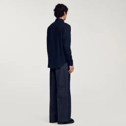 Chemises*SANDRO Chemise En Flanelle Marine