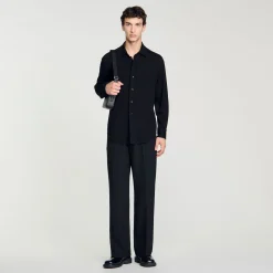 Chemises*SANDRO Chemise En Jersey Noir